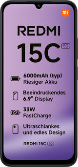 Xiaomi Redmi 15C 17,5 cm (6.9") 5G USB tipo-C 4 GB 128 GB 6000 mAh Nero