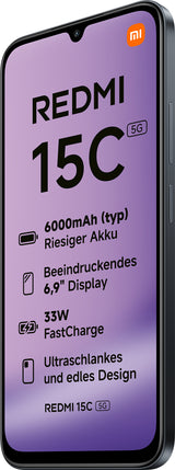 Xiaomi Redmi 15C 17,5 cm (6.9") 5G USB tipo-C 4 GB 128 GB 6000 mAh Nero