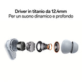 OPPO Enco Buds2 Pro Auricolari True Wireless, Autonomia 38h, Driver da 12.4mm, Bluetooth 5.3, Raggio 10m, Controlli Touch, Cancellazione del rumore IA, Android e iOS, IP55, [Versione Italiana],Granite White