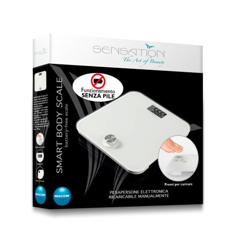Macom Smart Body Scale Bilancia pesapersone elettronica con funzionamento senza batterie Quadrato Bianco