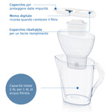 Brita Caraffa filtrante acqua Marella (2.4L) incl. 3 x filtri MAXTRA PRO All-in-1 che riduce cloro, calcare, PFAS e metalli - Eleganza e funzionalità