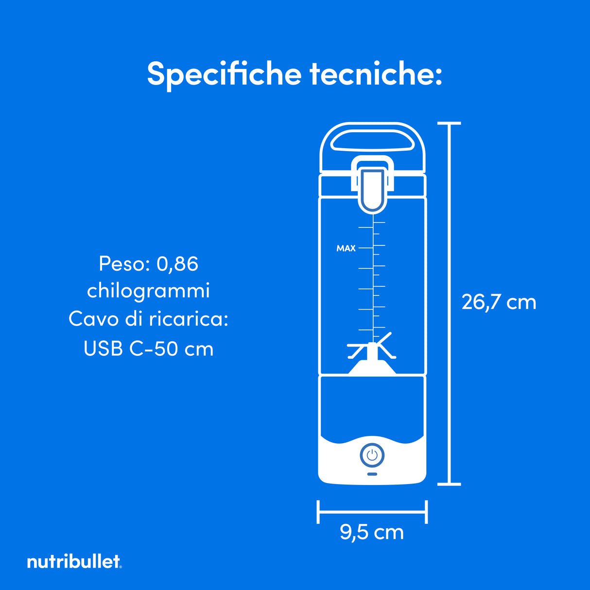 NutriBullet Portable 0,475 L Frullatore per sportivi Bianco