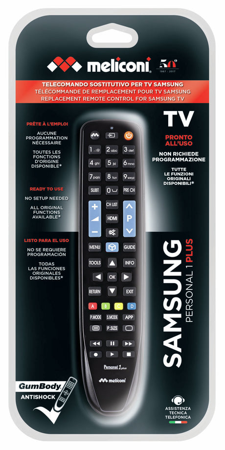Meliconi Gumbody Personal 1 Plus telecomando IR Wireless TV Pulsanti