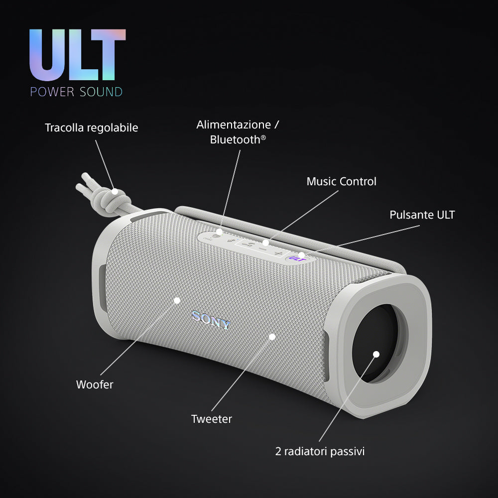 Sony ULT FIELD 1 - Speaker portatile wireless Bluetooth con ULT POWER SOUND, bassi potenti, IP67, impermeabile, antipolvere, antiurto, batteria da 12 ore, qualità chiamata chiara, anche da esterno, viaggio