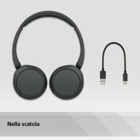 Sony Cuffie Bluetooth wireless WH-CH520 - Durata della batteria fino a 50 ore con ricarica rapida, stile on-ear - Nero