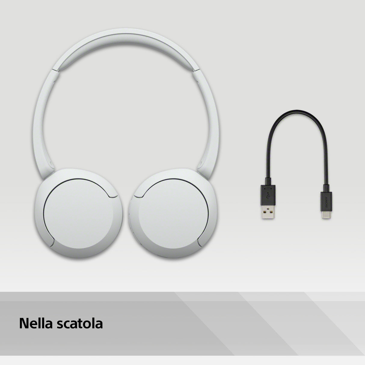 Sony Cuffie Bluetooth wireless WH-CH520 - Durata della batteria fino a 50 ore con ricarica rapida, stile on-ear - Bianco