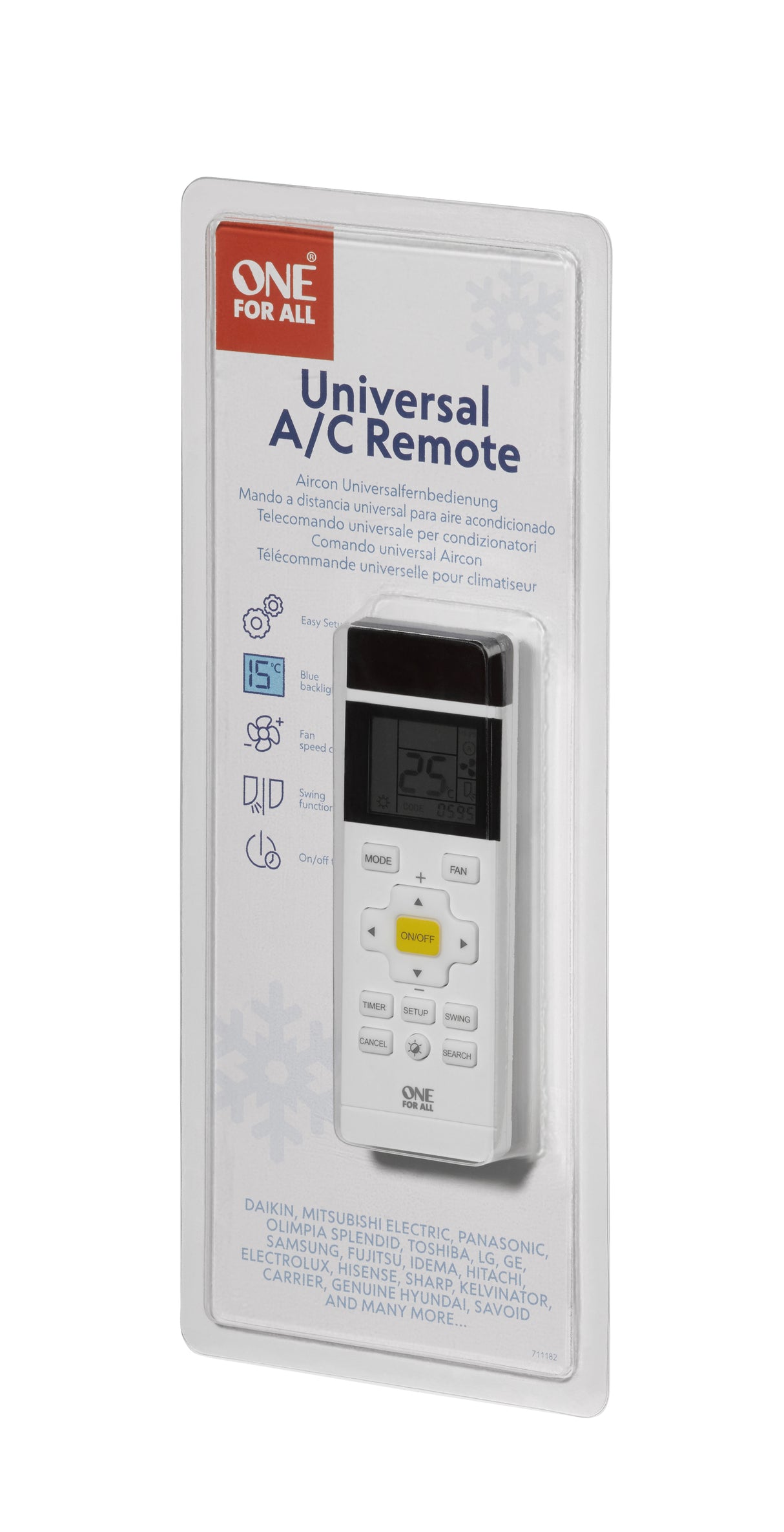 One For All URC 1035 telecomando IR Wireless Aria condizionata Pulsanti