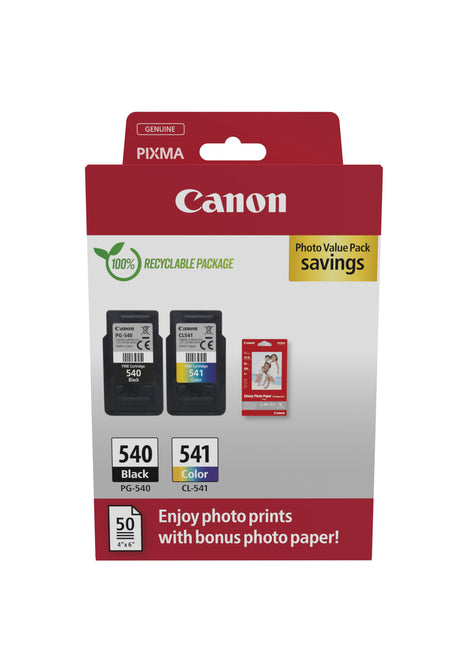 Canon Multipack 2pz cartuccia originale 540+541 (nero+colori) - inclusi 50 fogli carta fotografica 10x15cm