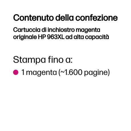 HP Cartuccia di inchiostro magenta originale 963XL ad alta capacità