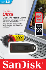 SanDisk Ultra unità flash USB 64 GB USB tipo A 3.2 Gen 1 (3.1 Gen 1) Nero