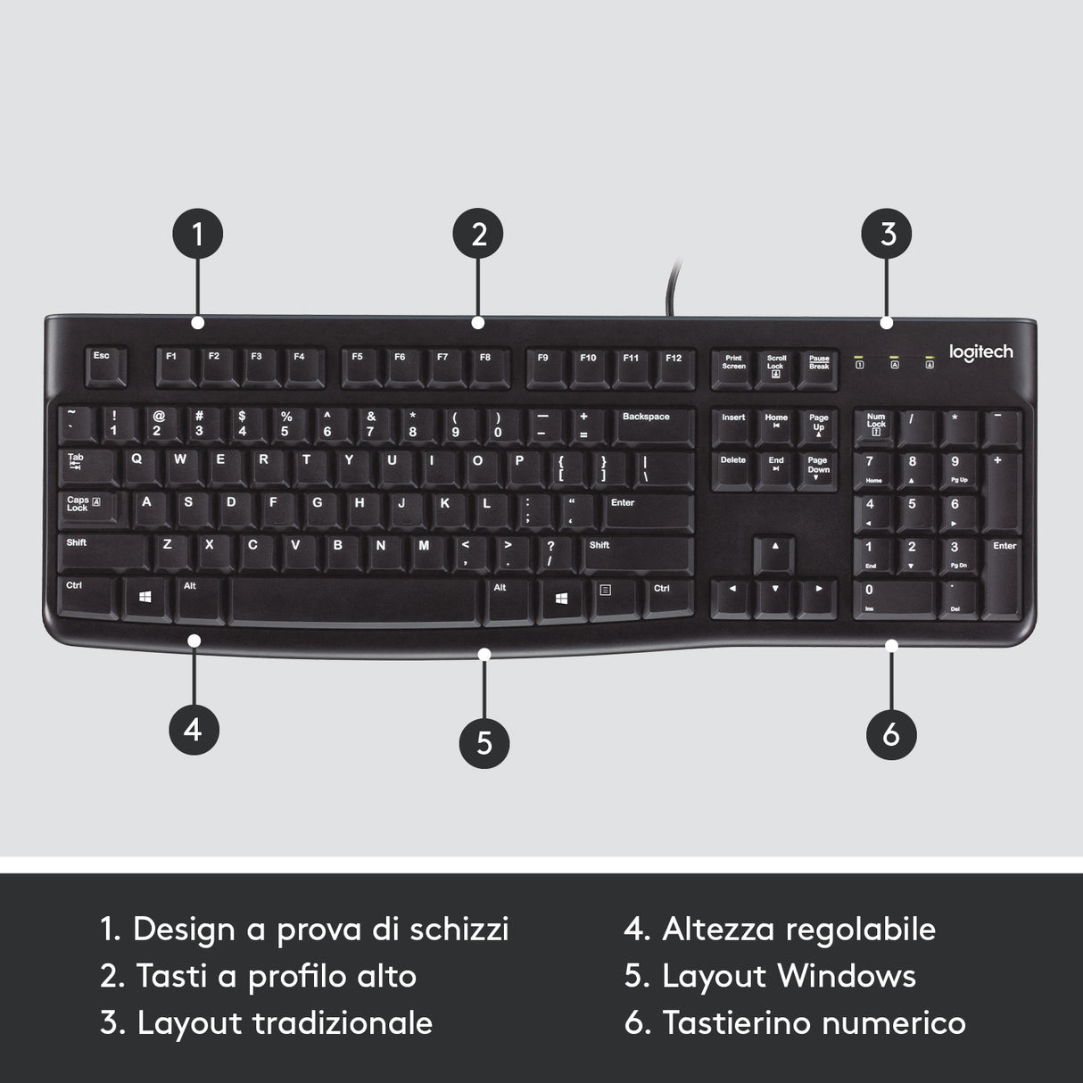 Logitech K120 Tastiera con Cavo