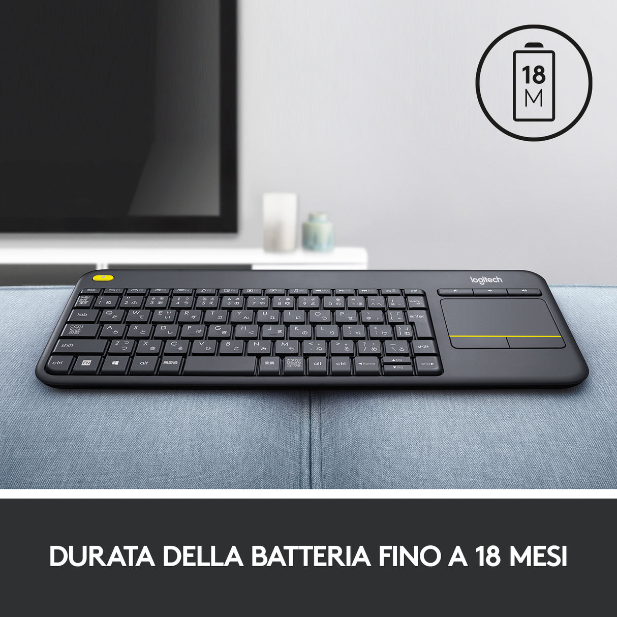 Logitech K400 Plus Tastiera Wireless Touch per tv