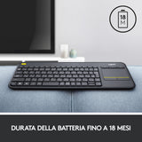 Logitech K400 Plus Tastiera Wireless Touch per tv
