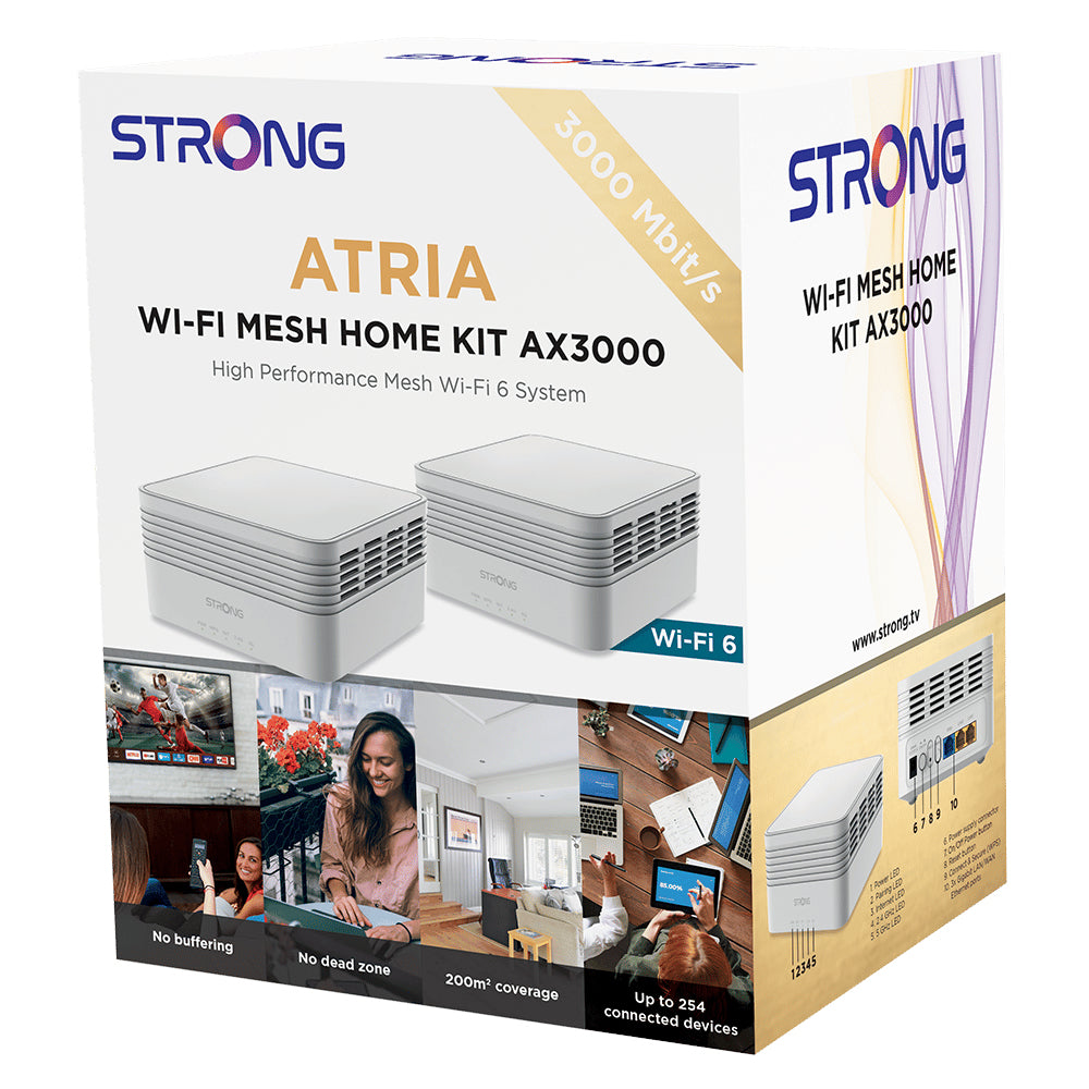 Strong MESHKITAX3000 sistema Wi-Fi Mesh Dual-band (2.4 GHz/5 GHz) Wi-Fi 6 (802.11ax) Bianco 2 Interno