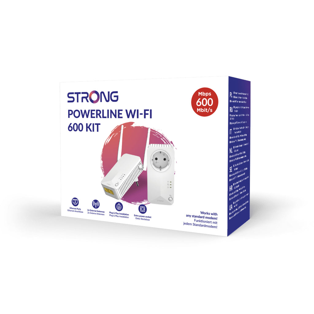 Strong Powerline Wi-Fi 600 Kit 600 Mbit/s Collegamento ethernet LAN Bianco