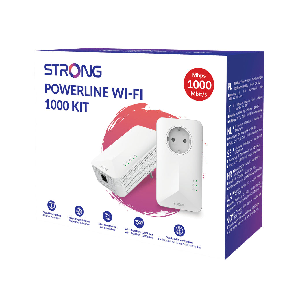 Strong POWERL1000DUOWIFIEUV2 1000 Mbit/s Collegamento ethernet LAN Wi-Fi Bianco 2 pz