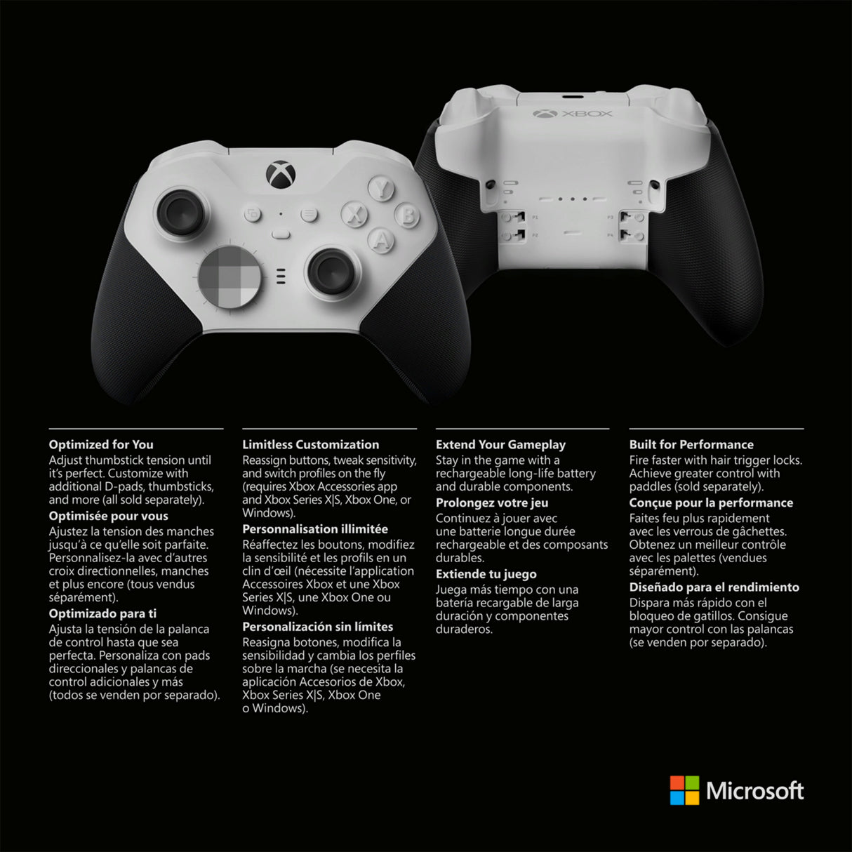 Microsoft Xbox Elite Wireless Series 2 – Core Nero, Bianco Bluetooth/USB Gamepad Analogico/Digitale PC, Xbox One