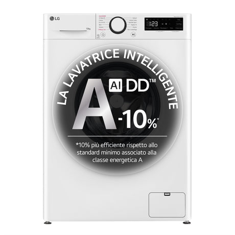 LG F4R3010NSWW Lavatrice 10kg AI DD, Classe A-10%, 1400 giri, Lavaggio a vapore