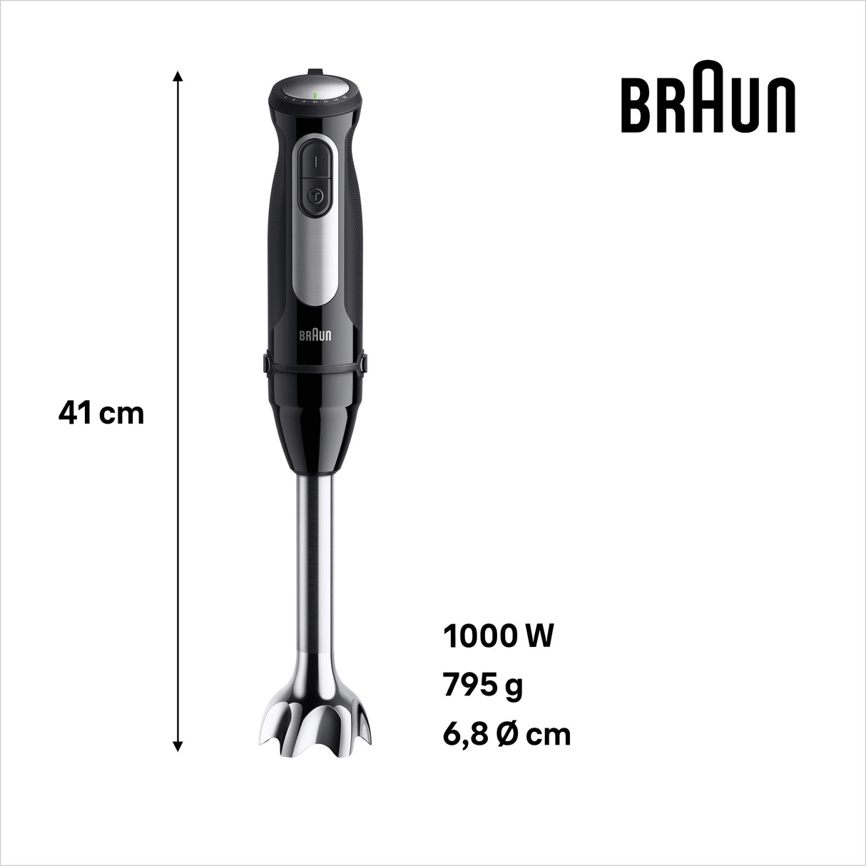 Braun MultiQuick 5 MQ55.254MBK 0,5 L Frullatore ad immersione 1000 W Nero, Acciaio inox
