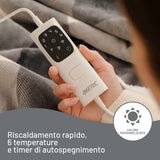 Imetec CaldoPlaid Tartan Grey Plaid Riscaldabile, Morbida Coperta Elettrica 160x120 cm, Basso Consumo, Tecnologia Adapto, Dispositivo di Sicurezza, Rapido Riscaldamento, 6 Temperature, Lavabile