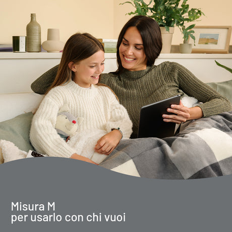 Imetec CaldoPlaid Tartan Grey Plaid Riscaldabile, Morbida Coperta Elettrica 160x120 cm, Basso Consumo, Tecnologia Adapto, Dispositivo di Sicurezza, Rapido Riscaldamento, 6 Temperature, Lavabile