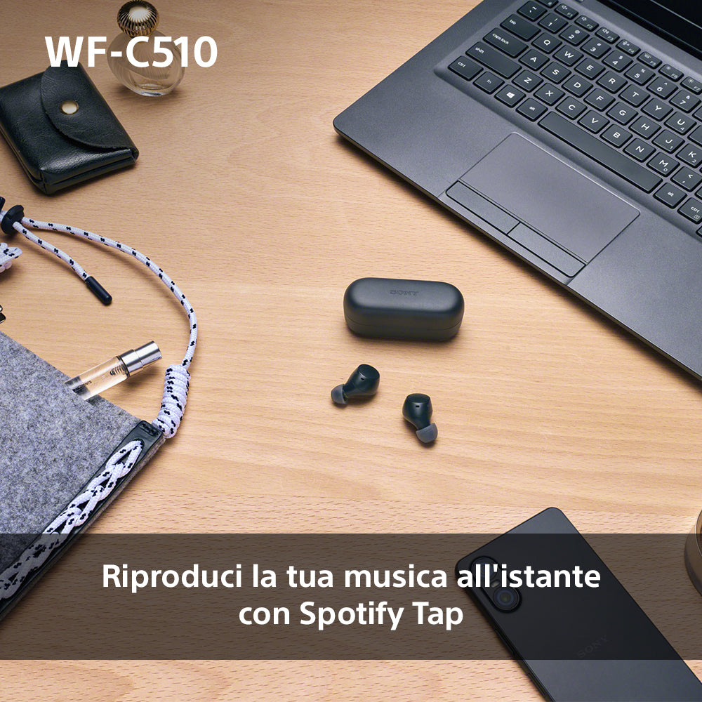 Sony WF-C510 | Cuffie True Wireless - Suono di alta qualità, Equalizzatore personalizzabile, Design Confortevole, Batteria da 22 ore, Ricarica Rapida, Connessione Multipoint Bluetooth, Ambient Sound Mode, Spotify Tap, Classificazione IPX4 - Bianco