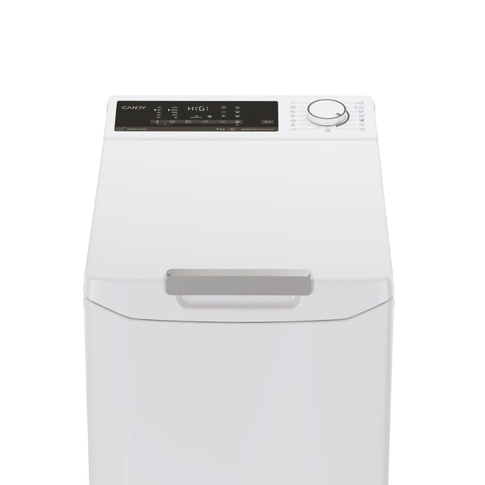 Candy ProWash 500, Lavatrice Carica dall'alto 8 KG, Classe A, 1200 giri, Bianco, Inverter, Wi-Fi, Smart Wash, TCA284TM5-S