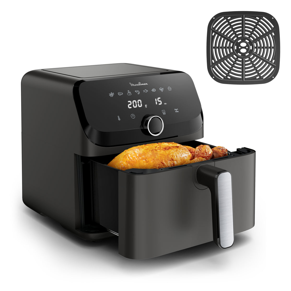 Moulinex Easy Fry Mega , Friggitrice ad aria, Capacità Extra Large 7,5L/2kg, 8 programmi preimpostati, Coal Grey