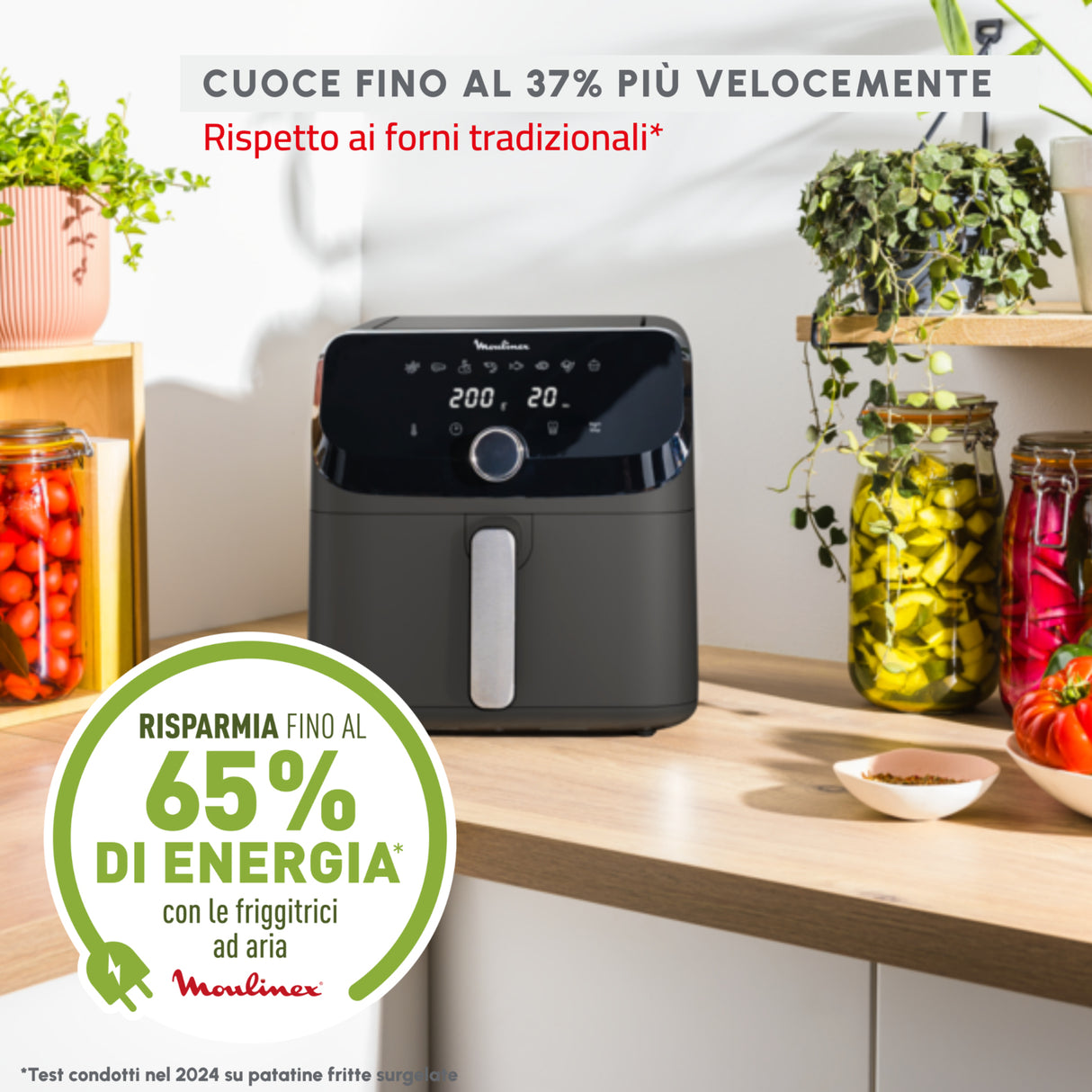 Moulinex Easy Fry Mega , Friggitrice ad aria, Capacità Extra Large 7,5L/2kg, 8 programmi preimpostati, Coal Grey
