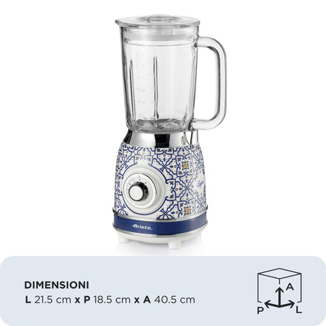 Ariete 583 Frullatore Capri con tazza in vetro da 1,5 Litri, 4 Lame in Acciaio Inox, 4 Velocità + Pulse,1000 Watt