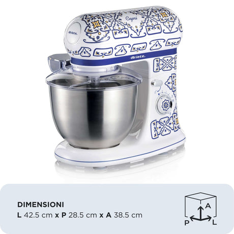 Ariete 1588 Impastatrice Capri, Planetaria, 7 velocità, 2400 Watt, 5,5 litri, Tazza Acciaio Inox