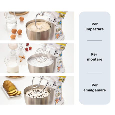 Ariete 1588 Impastatrice Capri, Planetaria, 7 velocità, 2400 Watt, 5,5 litri, Tazza Acciaio Inox