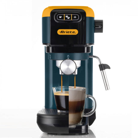 Ariete 1399 Macchina da caffè espresso Mango Yellow, Per polvere e cialde ESE, 1300 W, Capacità 1,1L, 15 bar di pressione, Filtro 1, 2 tazze e cialda ESE, Cappuccino, Giallo