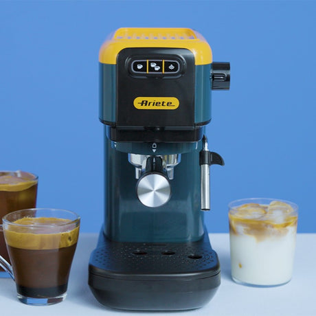 Ariete 1399 Macchina da caffè espresso Mango Yellow, Per polvere e cialde ESE, 1300 W, Capacità 1,1L, 15 bar di pressione, Filtro 1, 2 tazze e cialda ESE, Cappuccino, Giallo