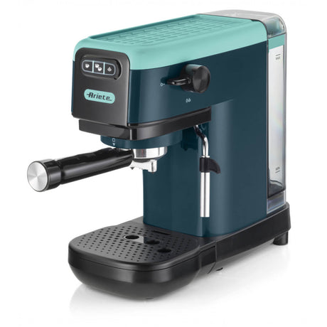 Ariete 1399 Macchina da caffè espresso Light Aquamarine, Per polvere e cialde ESE, 1300 W, Capacità 1,1L, 15 bar di pressione, Filtro 1, 2 tazze e cialda ESE, Cappuccino, Verde