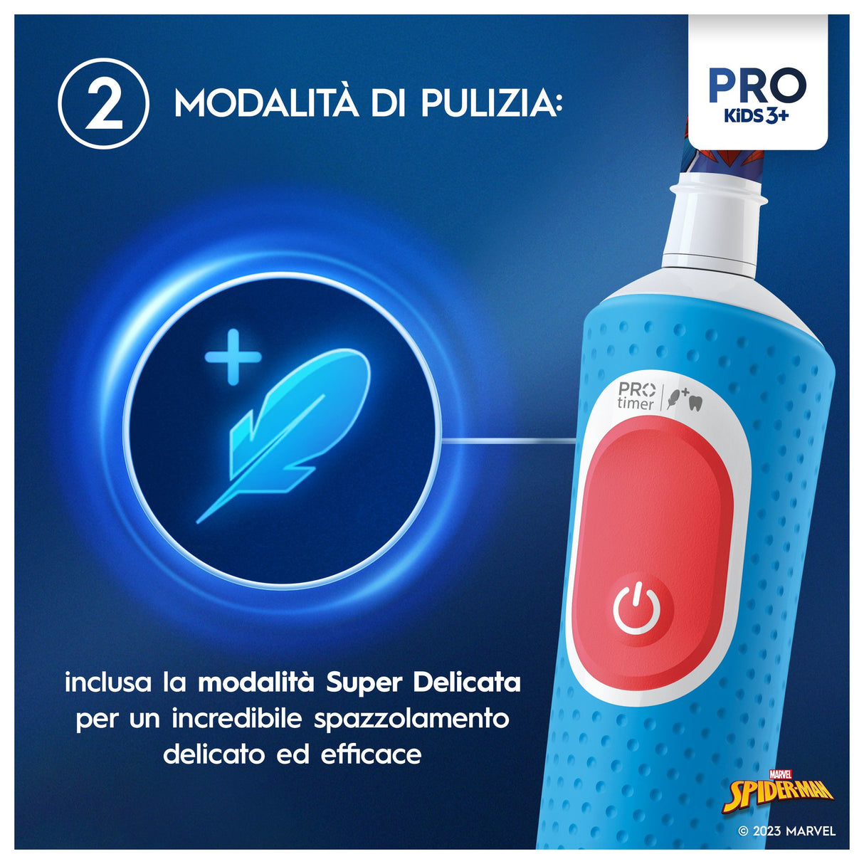 Oral-B Vitality Pro Kids Spiderman Bambino Spazzolino rotante-oscillante Blu, Rosso