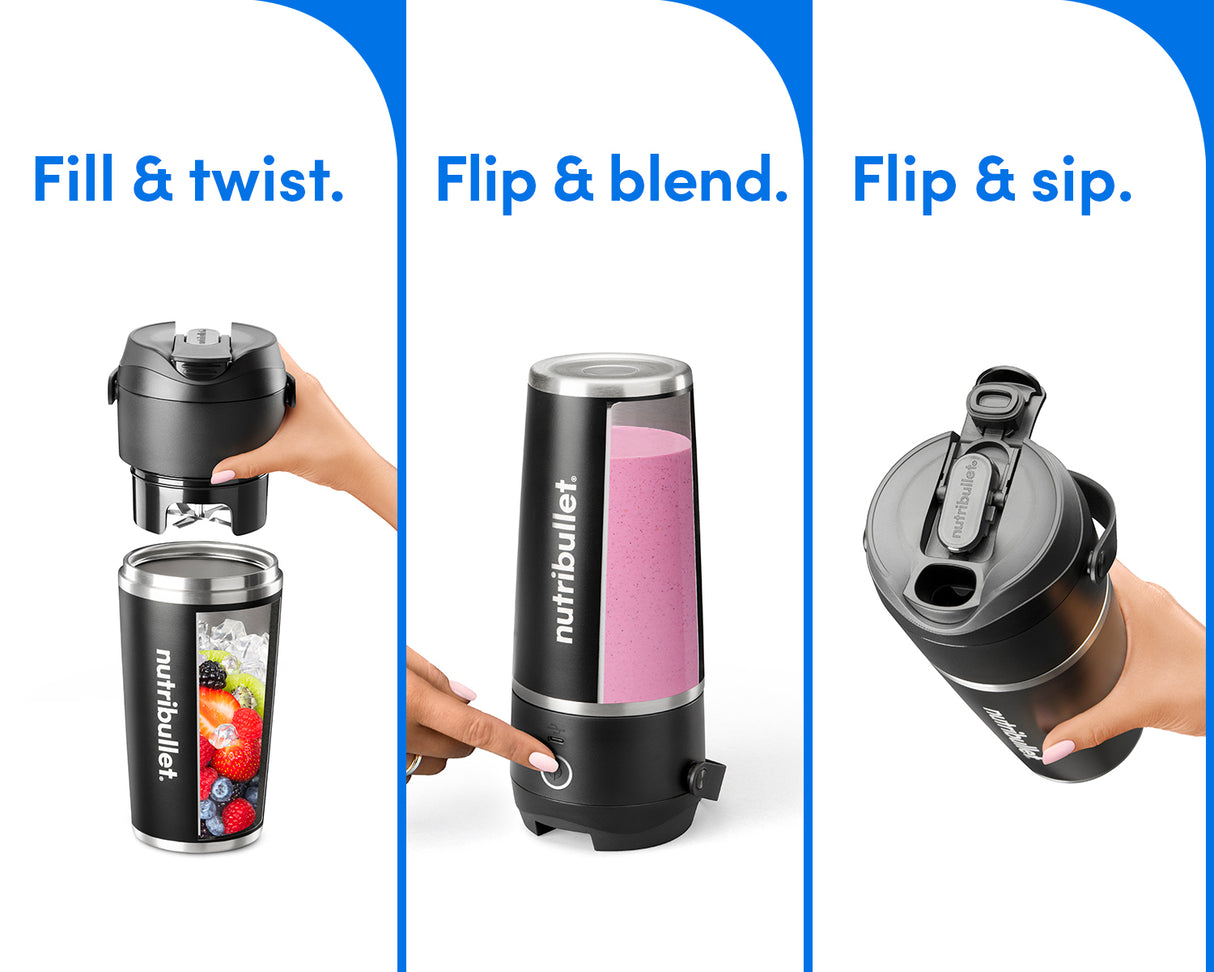 NutriBullet Flip 0,59 L Frullatore portatile 11 W Nero