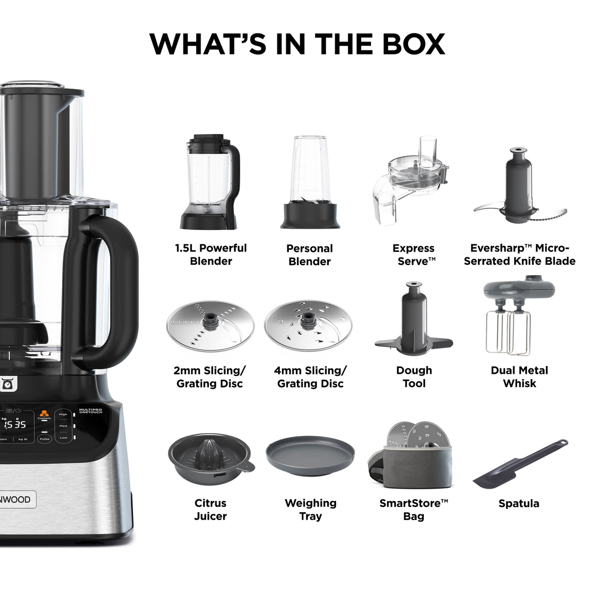 Kenwood FDM73.850SS robot da cucina 1000 W 3 L Grigio Bilance incorporate