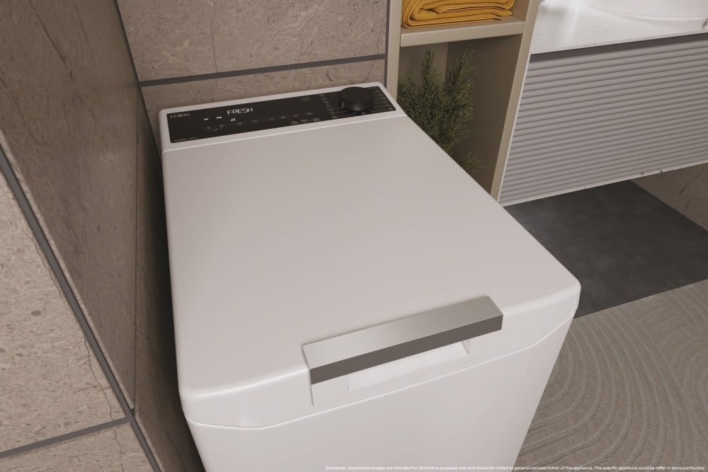 Haier T Series 7, Lavatrice Carica dall'alto 7 KG, Classe A, 1400 giri, Bianco, Inverter, Vapore, THASN476TM5-S
