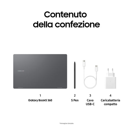 Samsung Galaxy Book5 360 Copilot+ PC Intel Core Ultra 5 226V Ibrido (2 in 1) 39,6 cm (15.6") Touch screen Full HD 16 GB LPDDR5x-SDRAM 512 GB SSD Wi-Fi 7 (802.11be) Windows 11 Home Grigio