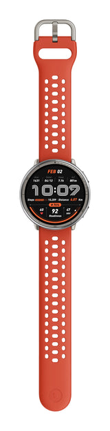 Amazfit Active 2 Round Premium secondo cinturino rosso in silicone Vetro zaffiro con display AMOLED Pagamento contactless Durata della batteria fino a 10 giorni 5 sistemi satellitari & mappe offline