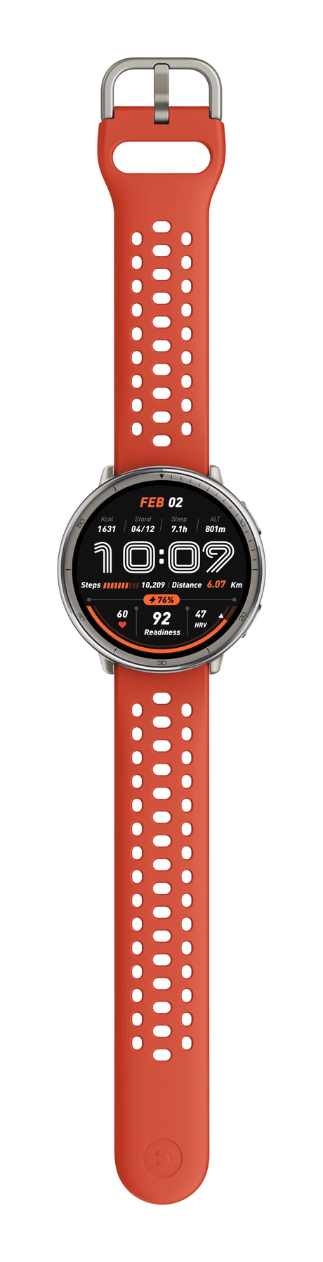 Amazfit Active 2 Round Premium secondo cinturino rosso in silicone Vetro zaffiro con display AMOLED Pagamento contactless Durata della batteria fino a 10 giorni 5 sistemi satellitari & mappe offline