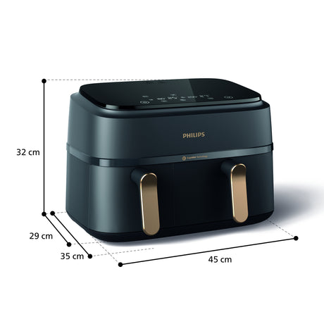 Philips Serie 3000 Airfryer doppio cestello, friggitrice ad aria da 9.0L, 12 metodi di cottura, App per ricette NA352/00