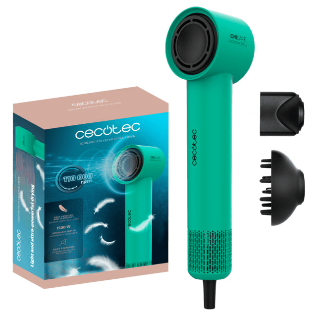Cecotec IoniCare RockStar Style asciuga capelli 1500 W Nero, Verde