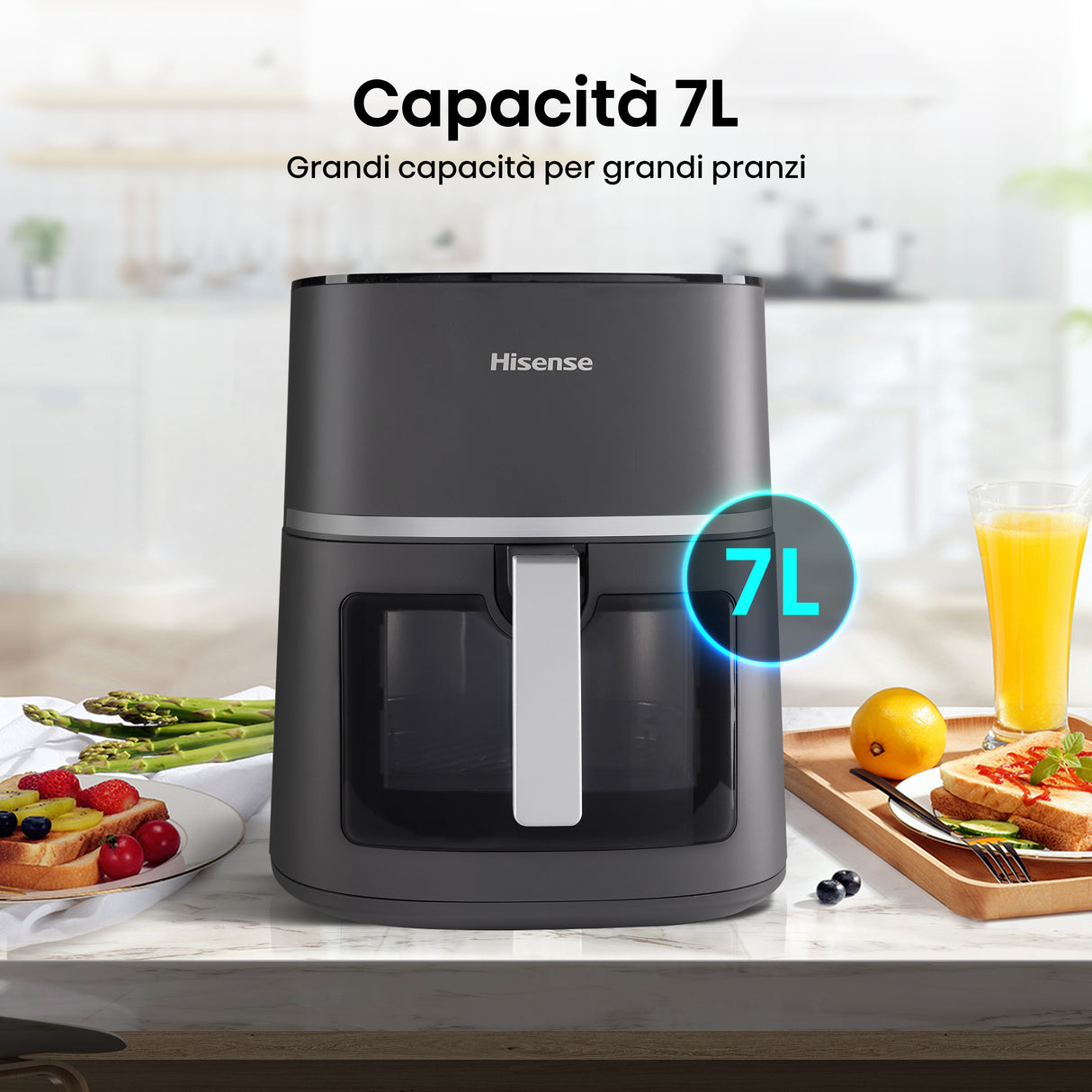 Hisense HAF1900D friggitrice Singolo 7 L 1800 W Friggitrice ad aria calda Nero