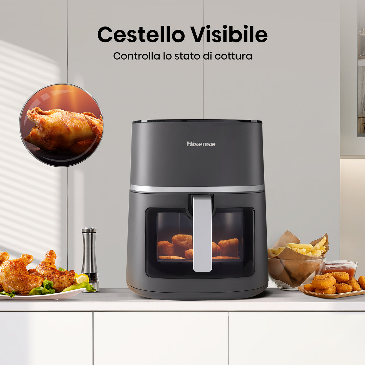Hisense HAF1900D friggitrice Singolo 7 L 1800 W Friggitrice ad aria calda Nero