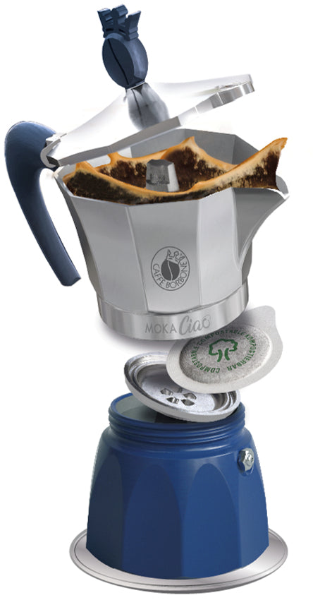 Caffè Borbone Moka Ciao Induzione - Moka compatibile con cialde ESE 44mm + 15 cialde omaggio