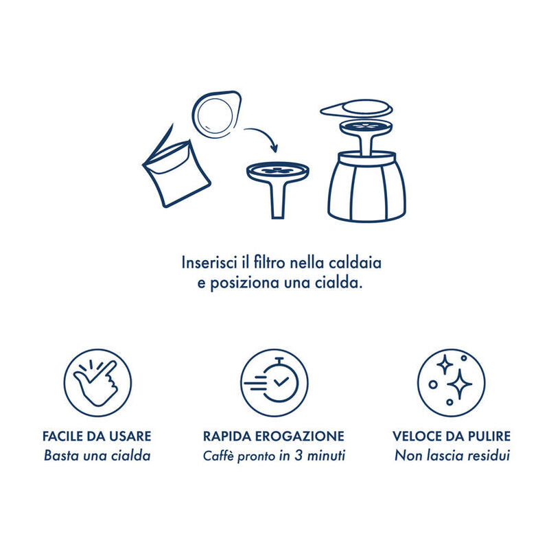 Caffè Borbone Moka Ciao Induzione - Moka compatibile con cialde ESE 44mm + 15 cialde omaggio
