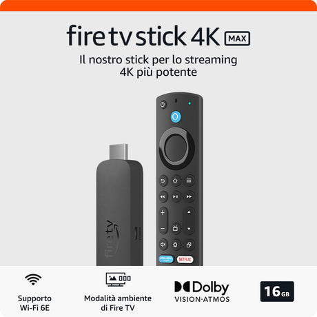 Amazon Fire TV Stick 4K di | Dispositivo per lo streaming con supporto per Wi-Fi 6E e modalità ambiente
