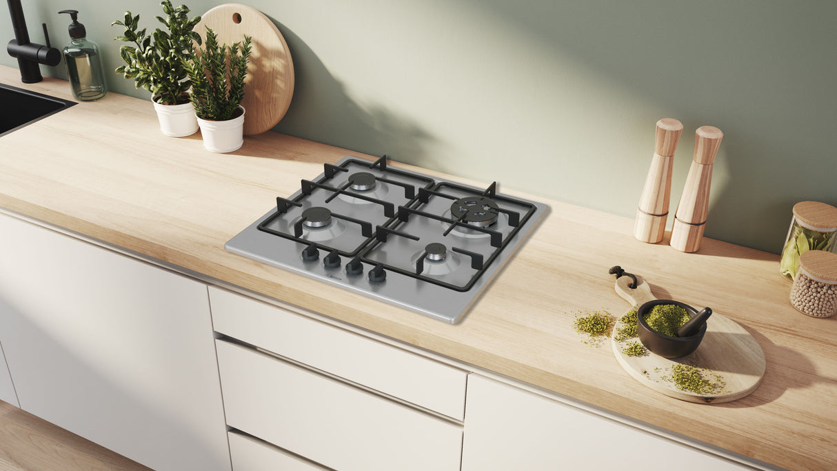 Bosch Serie 4 PGH6B5K60 Piano cottura a gas 60 cm 4 fuochi Acciaio Inox